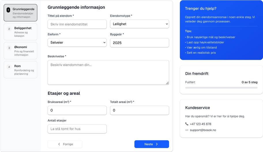 Skjermbilde av tjenesten